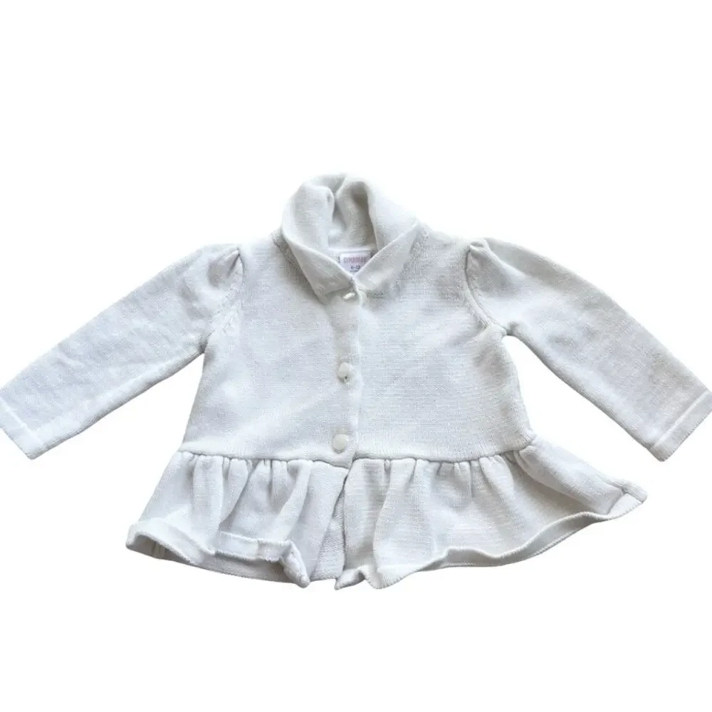 Gymboree Baby Ivory Peplum Button-Down Cardigan Size 6-12 months